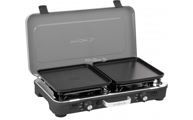 0708069 FORNELLO GAS 2 FUOCHI CON PIASTRE GP BY BRUNNER